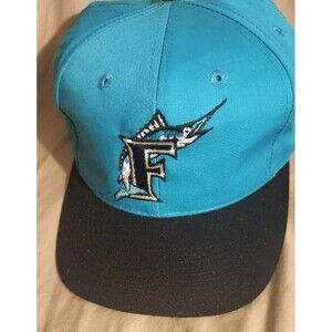 Vtg Twins Florida Marlins MLB Snapback Teal Green Size OSFA